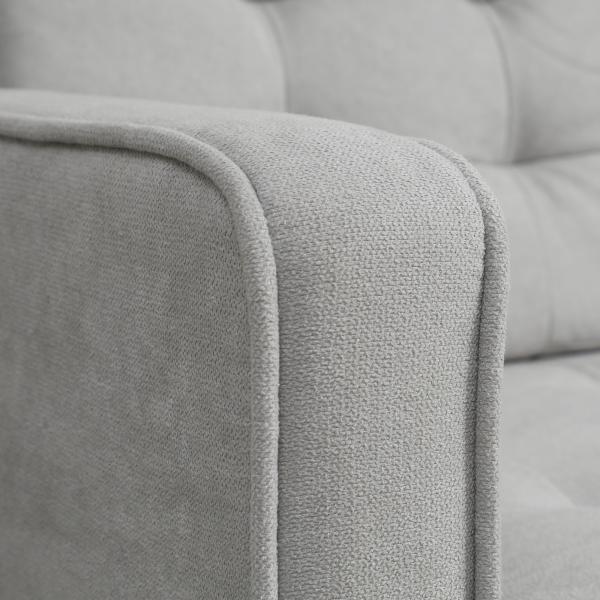 Sofá de 2 Lugares com Espaço de Armazenamento Pés de Madeira Encosto Capitonê 117x62x78 cm Cinzento Claro
