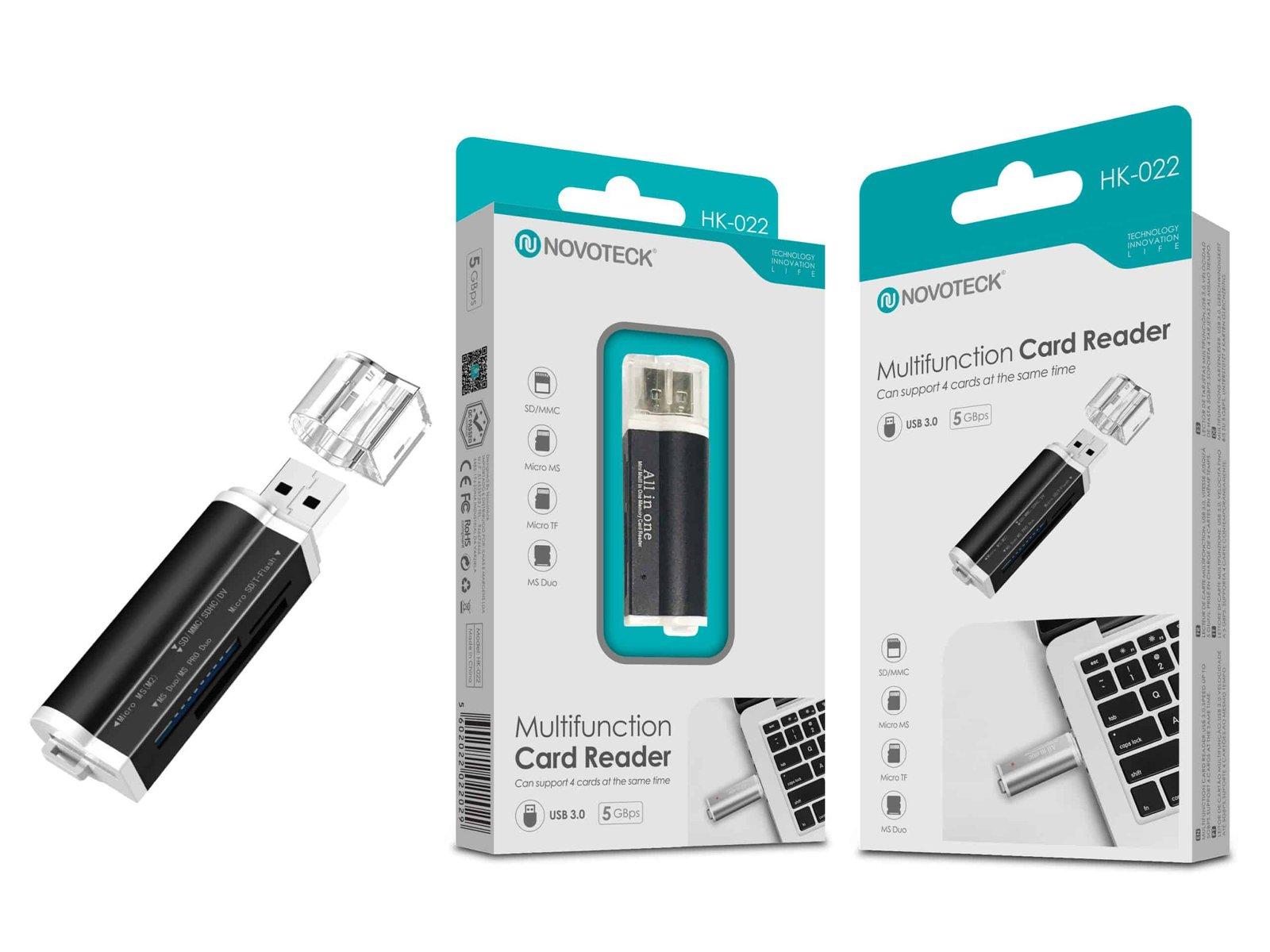 Leitor de Cartões Multifuncional NOVOTECK HK-022 com Conectividade USB 3.0