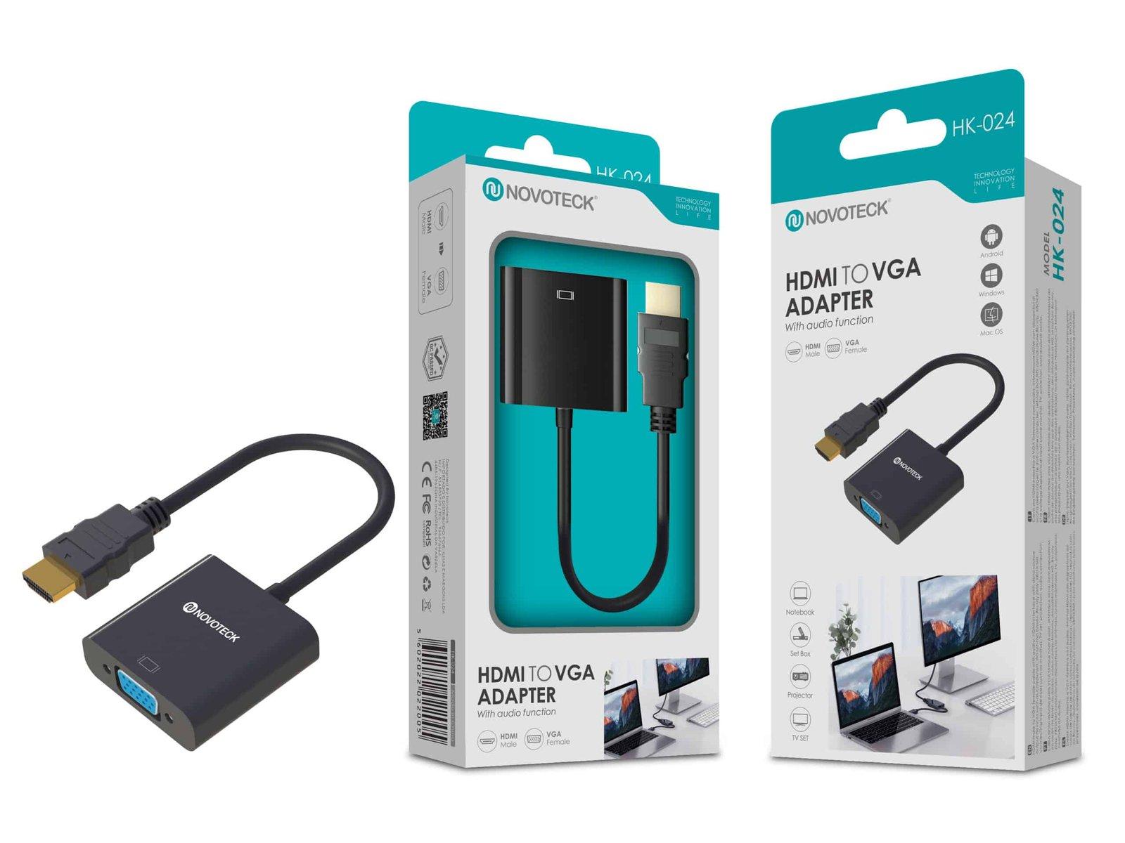 Adaptador HDMI para VGA NOVOTECK HK-024  - Conectividade Universal