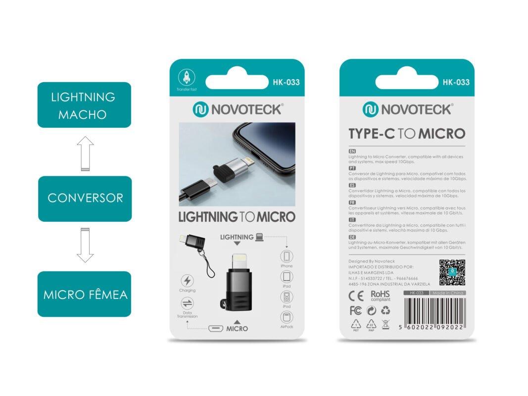 Adaptador NOVOTECK HK-033 de Lightning para Micro USB