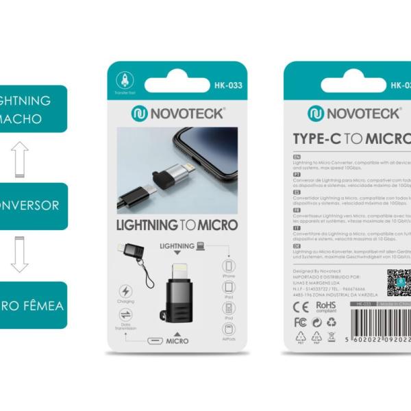 Adaptador NOVOTECK HK-033 de Lightning para Micro USB