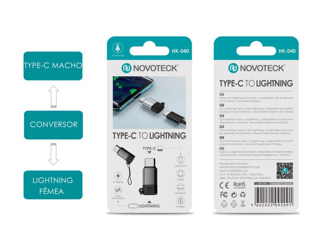 Adaptador NOVOTECK Tipo-C para Lightning HK-040