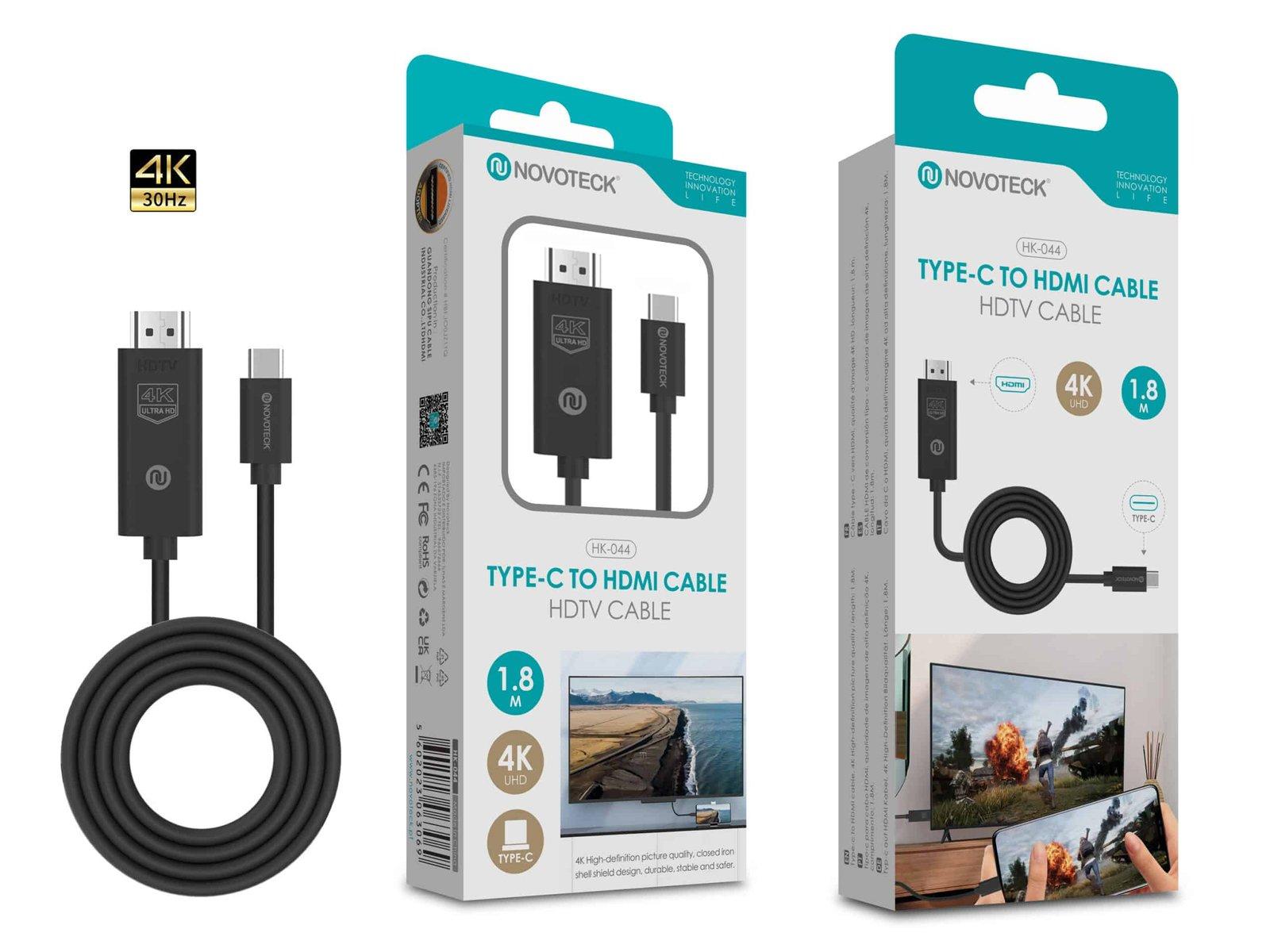 Cabo USB-C para HDMI 4K 30Hz 1.8M HK-044