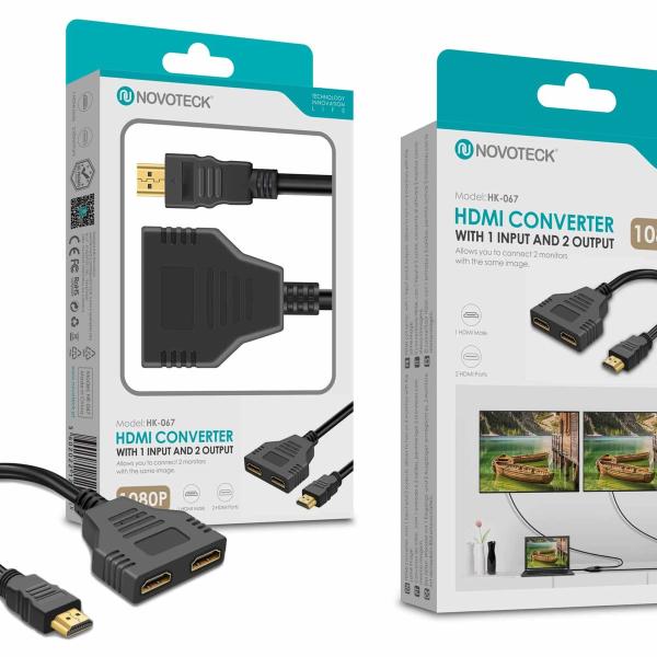 Divisor HDMI NOVOTECK - Distribuição de Sinal 1 Entrada e 2 Saídas com 1080p HK-067