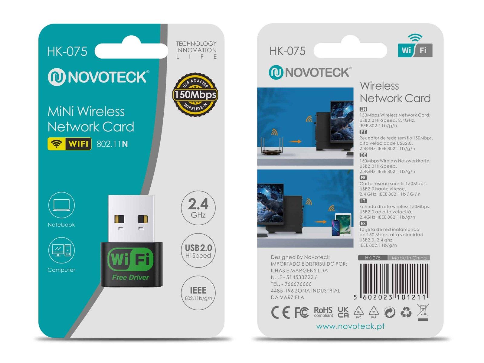 Mini Placa de Rede Sem Fio USB 150 Mbps HK-075 Conexão Rápida e Estável 802.11n