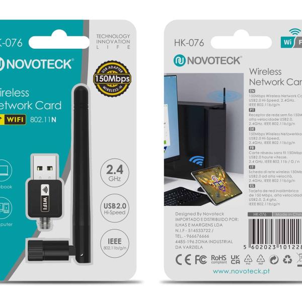 Placa de Rede Wireless USB 150 Mbps com Antena Externa HK-076