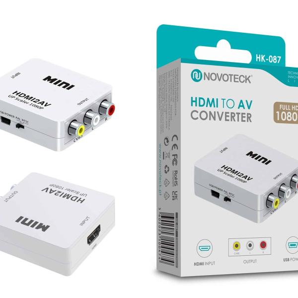 Conversor HDMI para AV Novoteck HK-087 – Full HD 1080p com Suporte PAL/NTSC