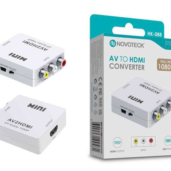 Conversor AV para HDMI Novoteck HK-088 – Full HD 1080p com Escalador de Sinal