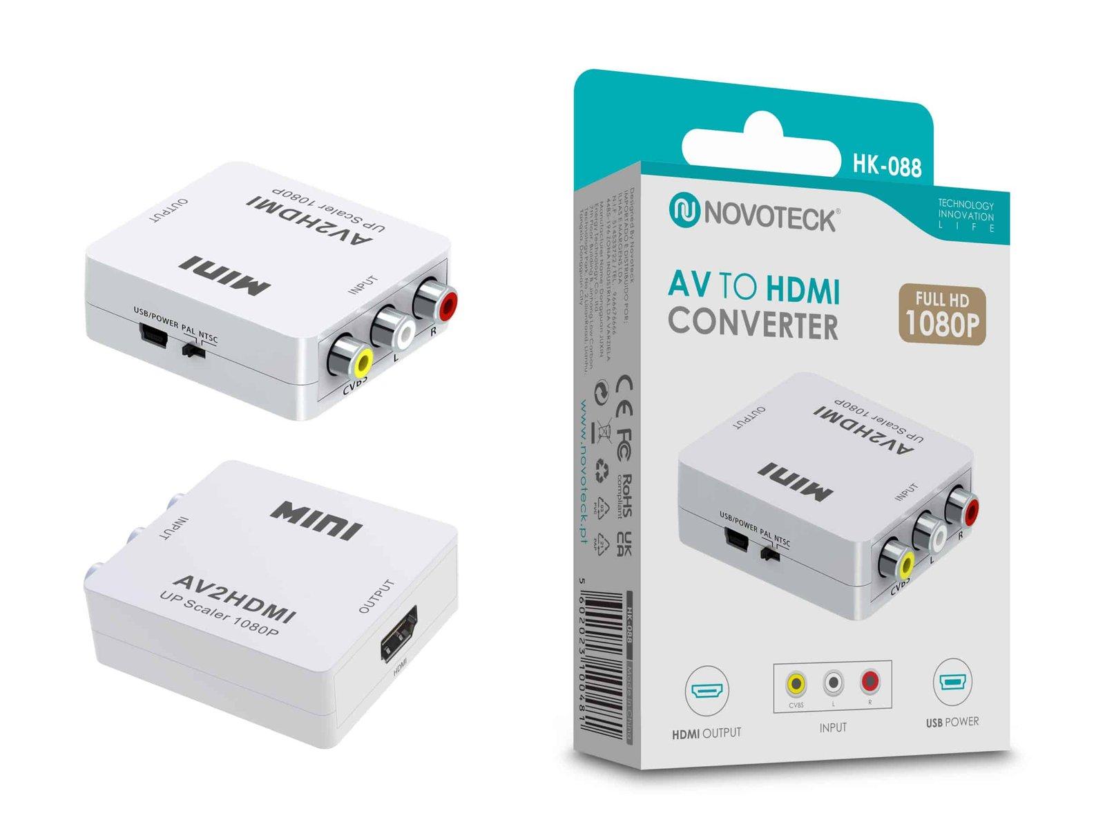 Conversor AV para HDMI Novoteck HK-088 – Full HD 1080p com Escalador de Sinal