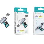 Leitor de Cartões 2 em 1 HK - 101 – Type - C + Lightning, Compatível com SD e TF (MicroSD)