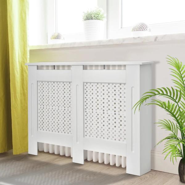 Cobertura de Radiador de MDF Cobertura para Radiador com Prateleira Estilo Moderno 111,5x82x19 cm Branco