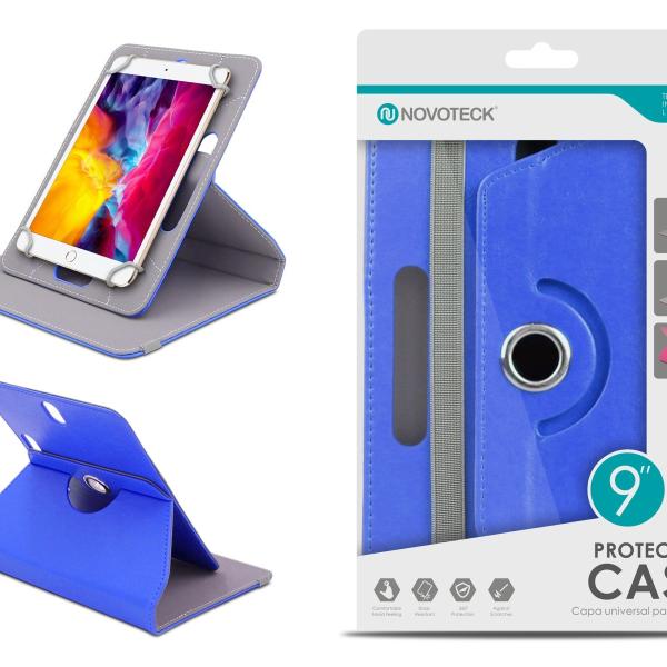 Capa Protetora Universal Azul para Tablet de 9'' - N-003 - Confortável, Resistente a Quedas e com Suporte Ajustável