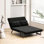 Sofá Cama Sofá Convertível em Cama de 2 Lugares Dobrável com Encosto Ajustável em 5 Níveis e 2 Almofadas 102x73x81 cm Preto