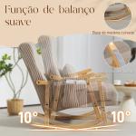 Poltrona Baloiço Moderna em Veludo Cotelê com Apoio para os Braços Almofada Lombar e Bolso Poltrona de Amamentação 65x90x98 cm Castanho Claro