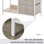 Cómoda de Estilo Industrial com Gavetas de Tecido Dobráveis e 2 Prateleiras 80x29x71 cm Madeira e Cinza Claro