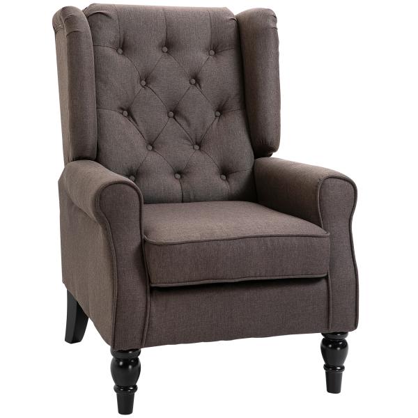 Poltrona de Sala de Estar Poltrona Moderna para Dormitório com Pés de Madeira Poltrona Individual 74x86x102 cm Marrom