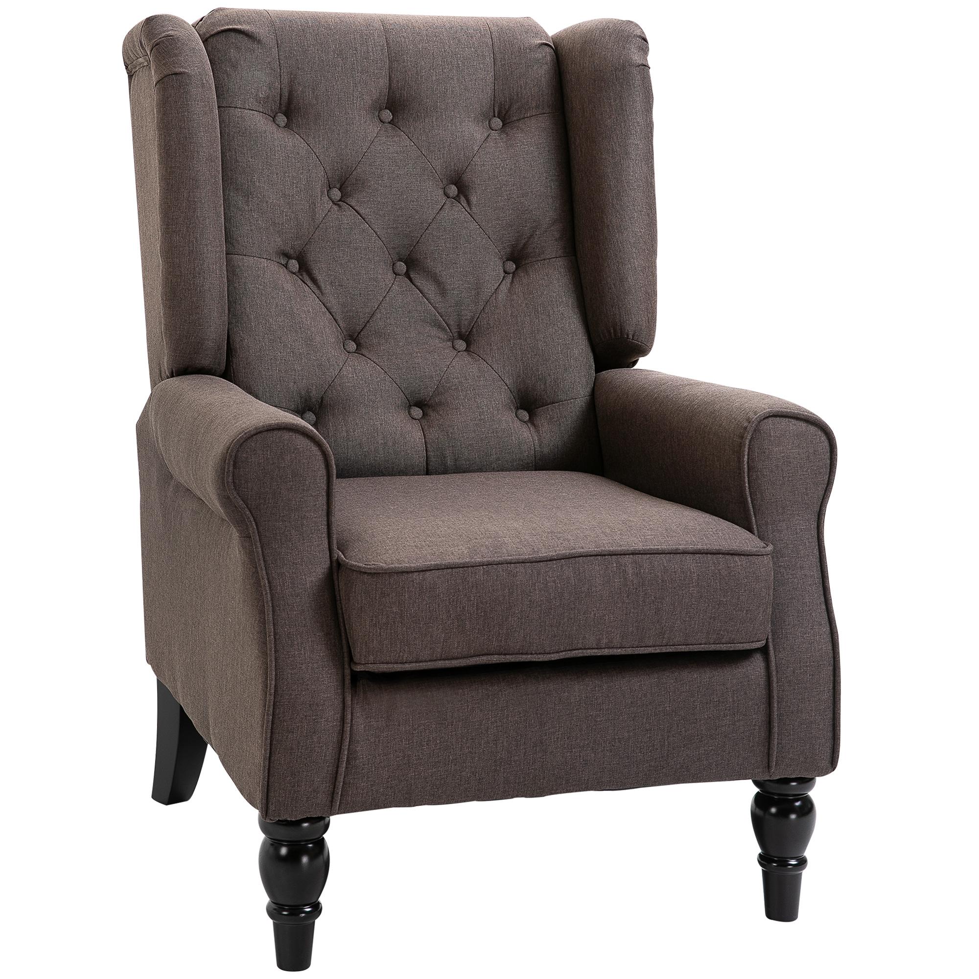 Poltrona de Sala de Estar Poltrona Moderna para Dormitório com Pés de Madeira Poltrona Individual 74x86x102 cm Marrom