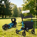 Andarilho Idosos Dobrável de Alumínio com Altura Ajustável Travão e Bolsa de Transporte 66x65x80 - 93 cm Preto e Azul