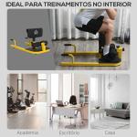 Sissy Squat 3 em 1 Máquina de Agachamento para Exercícios de Abdominais Flexões Agachamentos 50x97x56,5cm Preto e Amarelo