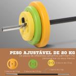 Conjunto de Barra de Pesos Conjunto de Musculação com 6 Discos 1,5kg 2,5kg 5 kg Intercambiáveis 130x28x28 cm Multicor