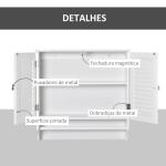 Armário Casa de Banho de Parede com 2 Portas de Persiana Prateleira Interior e Barra para Toalhas Móvel Auxiliar Suspenso Moderno Multiuso para Cozinha 60x23x60cm Branco
