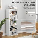 Estante de 5 Níveis Estante para Livros com 2 Prateleiras Ajustáveis para Sala de Estar Escritório Quarto 60x24x133,5 cm Branco