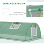Mini Estufa para Cultivo de Plantas com 4 Janelas Estrutura em Aço e Cobertura de PE Anti - UV 200x80x45 cm Verde