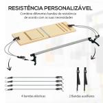 Barra de Pilates com 6 Faixas Elásticas Tábua Inclinada Ajustável para Treino de Corpo Inteiro em Casa 90x33x3 cm Cinza