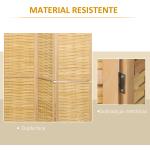 Biombo de 3 Paineis Separador de Ambientes Dobrável 120x1,8x170 cm Divisor de Ambientes com Padrão Tecido em Bambu Madeira