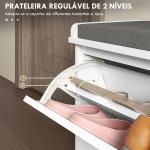 Banco Sapateira Moderno de Madeira com Prateleiras Ajustáveis e Almofada Acolchoada para 8 Pares de Sapatos 80x26x44,5 cm Branco
