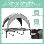 Cama Elevada para Cães com Toldo Estrutura de Aço e Bolsa de Transporte para Interior e Exterior 106x76x94 cm Cinzento Claro