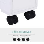 Armário Casa de Banho para Espaços Reduzidos com 4 Rodas Prateleira Aberta e Gavetas 16x52x71,5 cm Branco