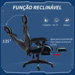 Cadeira de Gaming com Apoio para os Pés Retrátil Cadeira de Escritório Reclinável com Apoio para a Cabeça e Altura Ajustável 65x65x119 - 129cm Preto e Azul