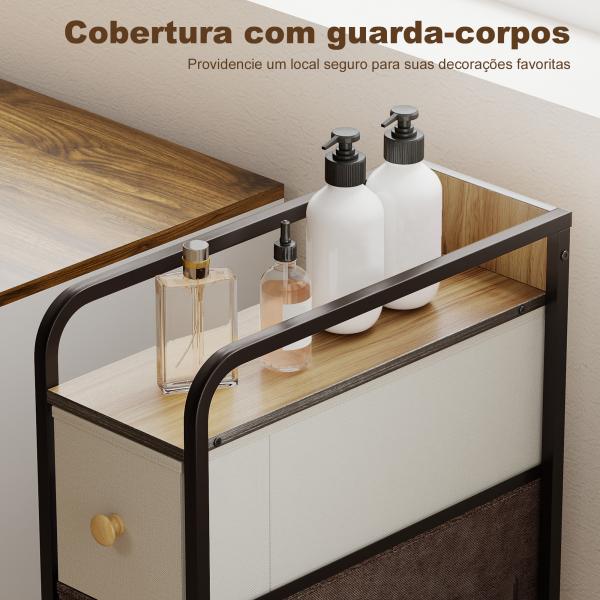 Móvel Auxiliar com 4 Gavetas de Tecido com Estrutura de Aço Móvel de Arrumação para Espaços Pequenos Multicolor