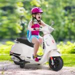 Mota Elétrica para Crianças com Licença Vespa com Música Velocidade 2 - 3 km/h e Buzina 102x50,5x75,5 cm Branco