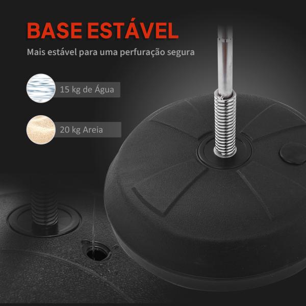 Punching Ball de Boxe com Altura Ajustável Base Recarregável e Luvas para Adolescentes Ø43x125 - 145 cm Vermelho e Preto