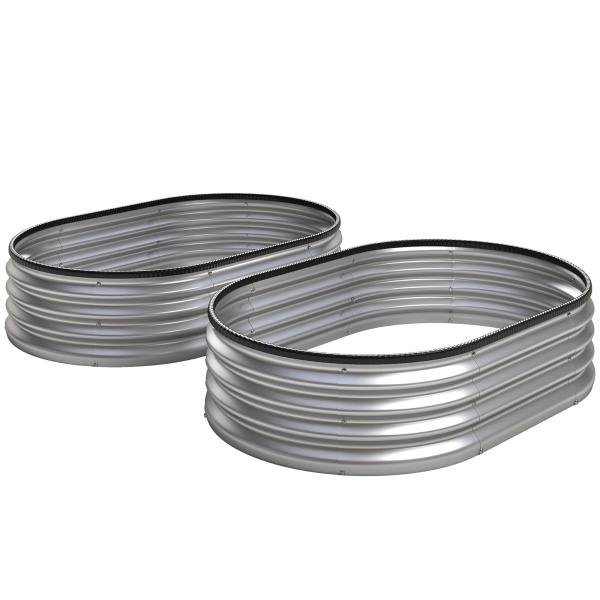 Conjunto de 2 Caixas de Plantio de Exterior em Aço Galvanizado para Terraço Jardim 135x90x30 cm Prateado