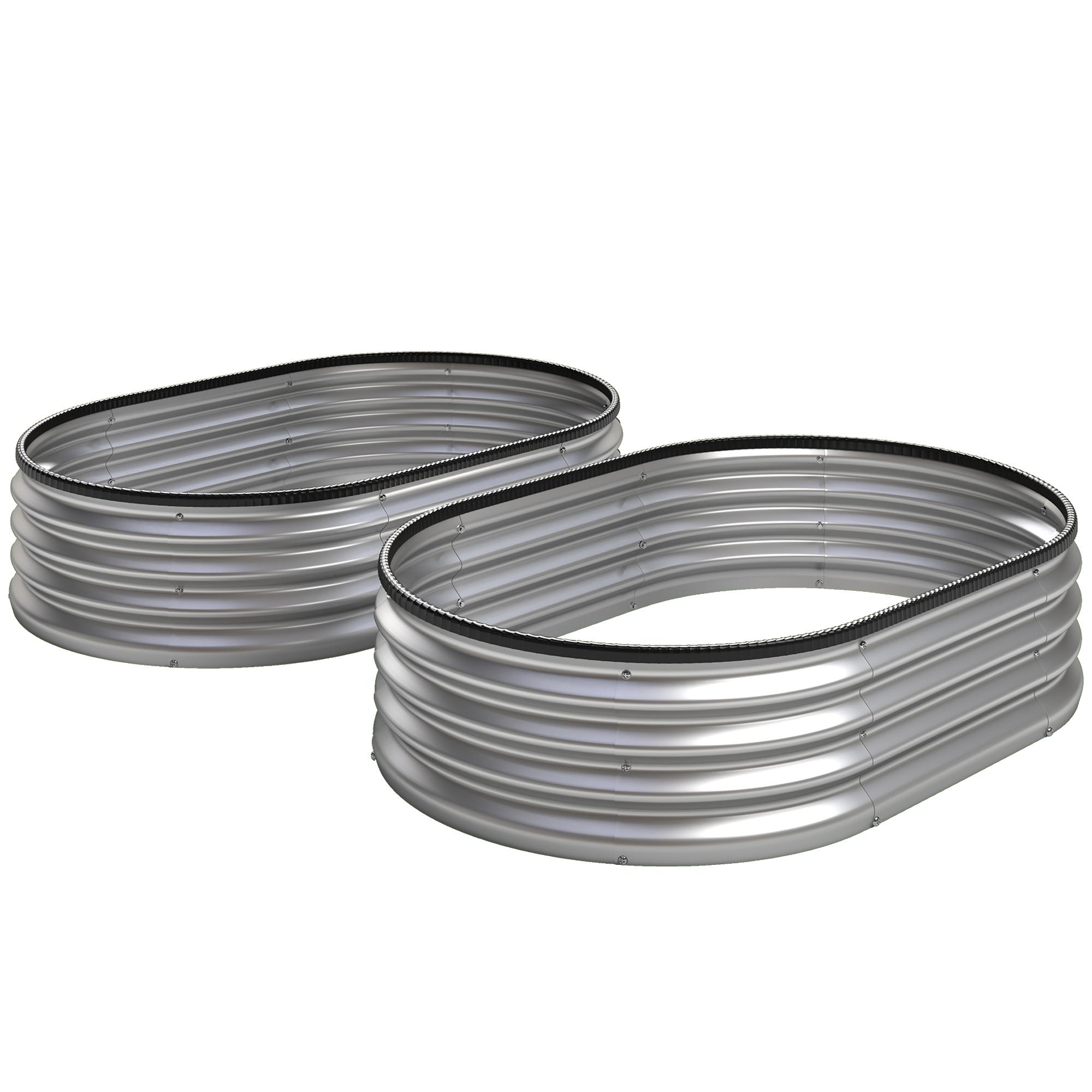 Conjunto de 2 Caixas de Plantio de Exterior em Aço Galvanizado para Terraço Jardim 135x90x30 cm Prateado