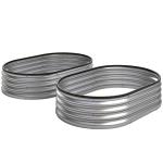 Conjunto de 2 Caixas de Plantio de Exterior em Aço Galvanizado para Terraço Jardim 135x90x30 cm Prateado