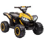 Quadriciclo Elétrico para Crianças de 3 - 5 Anos Veículo Eléctrico a Bateria 12V com 2 Motores 83x53x55,5 cm Amarelo