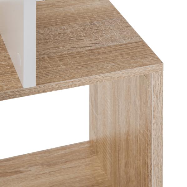 Estante para Livros Estante Alta de Parede com 5 Níveis em Forma de S Desenho Moderno 60x24x184,5cm Branco e Madeira