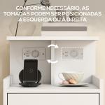 Mesa de Cabeceira com Estação de Carregamento Portos USB Gaveta e Prateleiras Abertas 40x40x60 cm Branco
