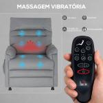 Poltrona Relax com Aquecimento Lombar e Massagem por Vibração Reclinável Função de Memória 82x99x106 cm Cinzento
