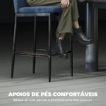 Conjunto de 2 Bancos de Bar Bancos Altos de Cozinha com Encosto e Apoio para os Pés Estofados em Veludo 41x52x97 cm Azul