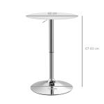 Mesa de Bar com Altura Ajustável Giratória 360° com Base Redonda Mesa Alta Moderna para Cozinha Ø63x67 - 93 cm Branco