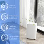 Desumidificador Elétrico 12L/Dia com 4 Modos 2 Velocidades Desligamento Automático Ecrã LED Temporizador 29x18x49 cm Branco