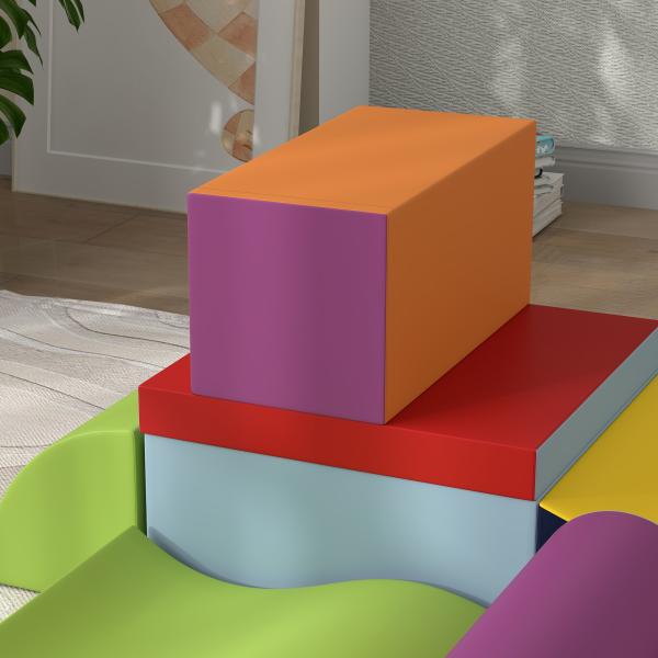 Conjunto de 7 Blocos de Espuma para Crianças 1 - 3 Anos, Blocos de Psicomotricidade e Construção, 60x40x11 cm, Multicolor