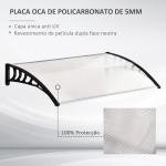 Marquise de Proteção para Portas e Janelas 122x89x24 cm Transparente e Preto
