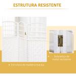 Biombo de 4 Painéis Dobrável Separador de Ambientes de Corda de Papel e Estrutura de Madeira 60x170 cm Branco
