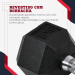 Conjunto de Halteres 16 kg com Barra Metálica e Cabeça Hexagonal Conjunto de Pesos para Treino 30,5x12,7 cm Preto e Prata
